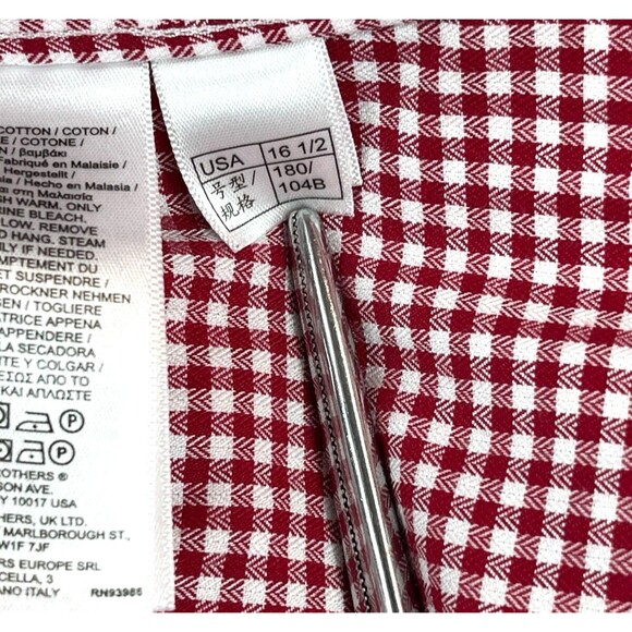 Vtg Brooks Brothers Chevron Check Dress Shirt Mens Large Red/White Long Sleeve - Picture 10 of 10